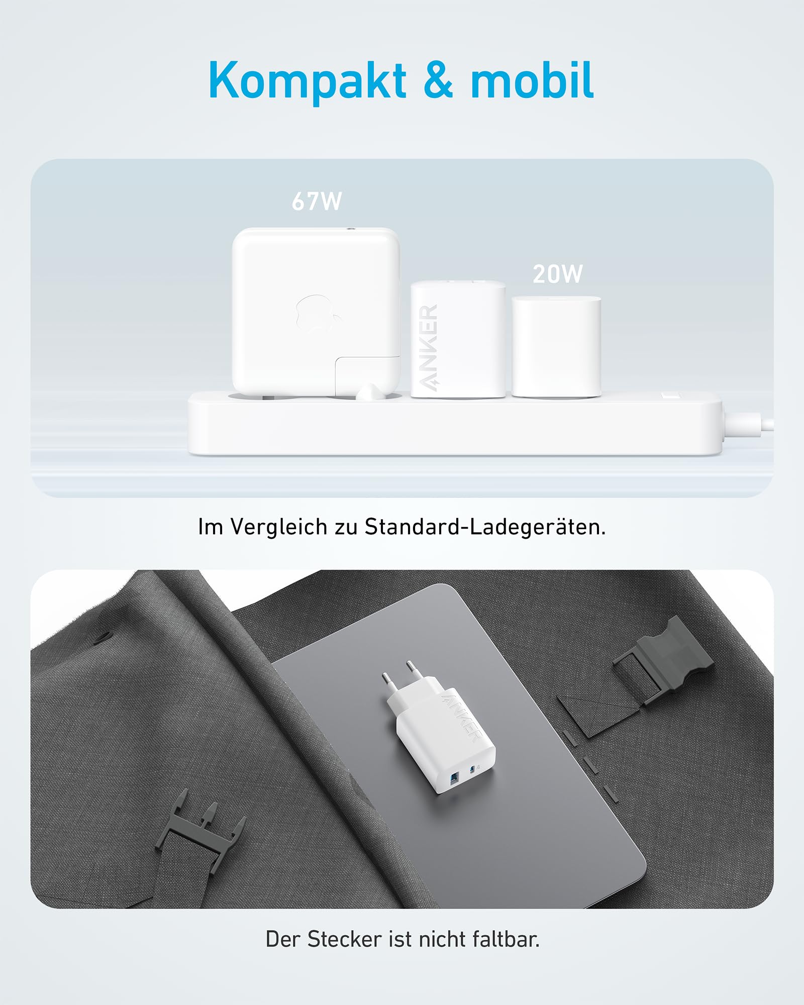Anker 20W USB C Ladegerät, iPad Netzteil, USB-Schnellladenetzteil, iPad Ladegerät, Kompatibel mit iPhone 17/16/15 Series (mit 150cm USB-C Kabel) 5