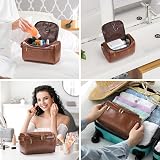 Etercycle Leather Toiletry Bag Hanging Travel Organizer Brown PU Waterproof view 7