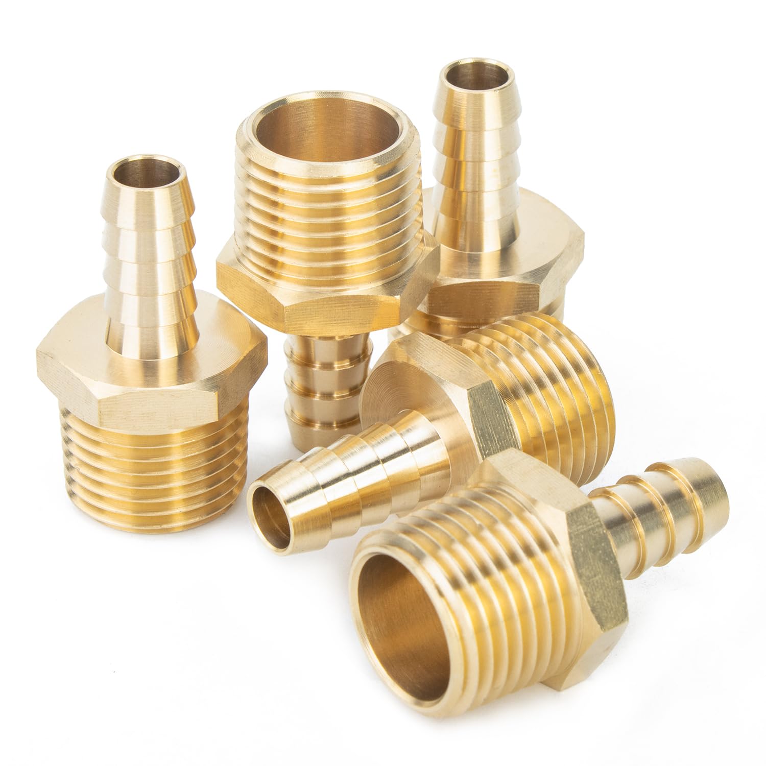 LTWFITTING Brass Barbed Fitting Coupler/Connector 1/2-Inch Male BSPT x 10mm Hose Barb(Pack of 5)