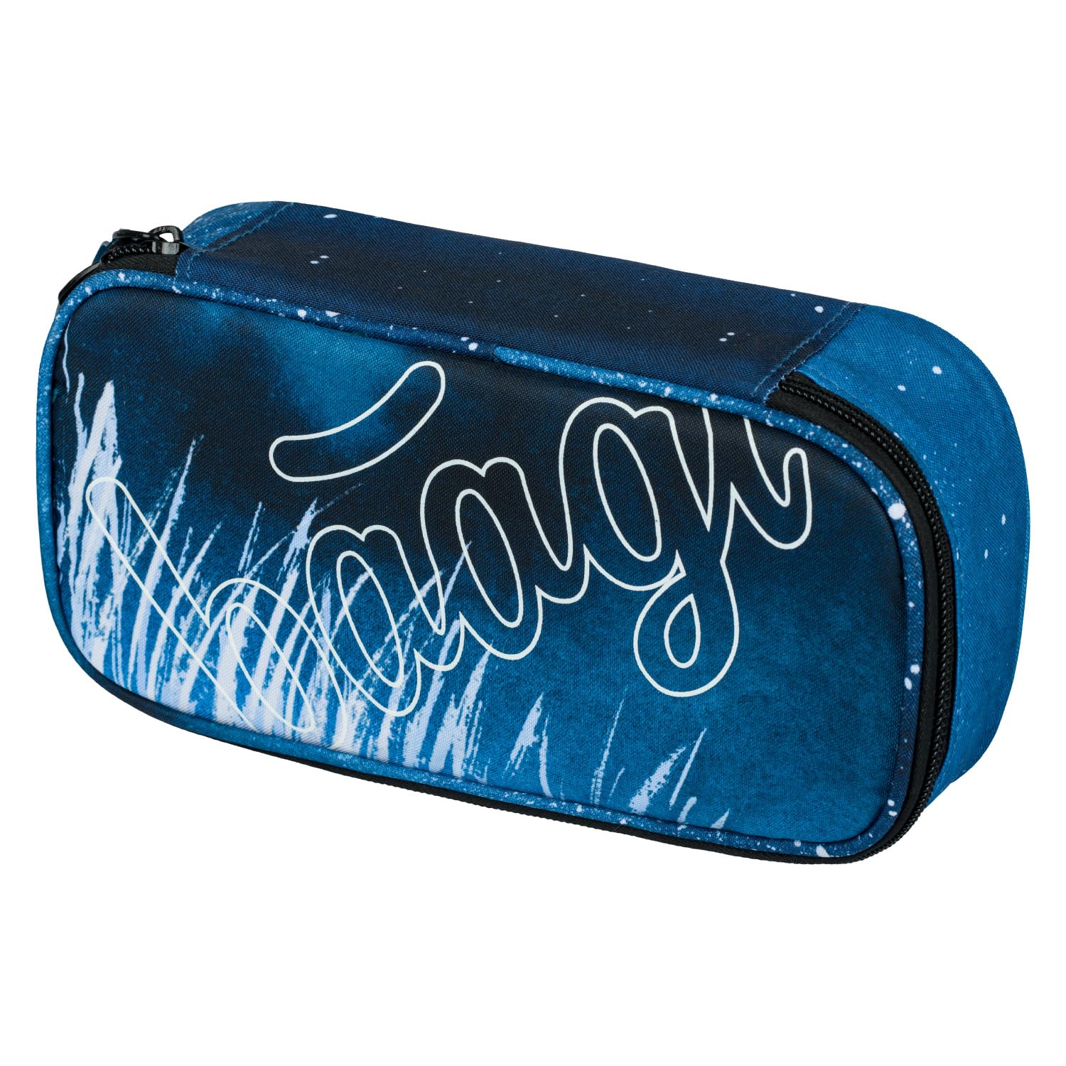 Baagl Skate Steel Pencil Case - 1.38L, 3 Compartments, Zipper Closure, For School Supplies, Cartoon Pattern, Girls & Boys — image 1