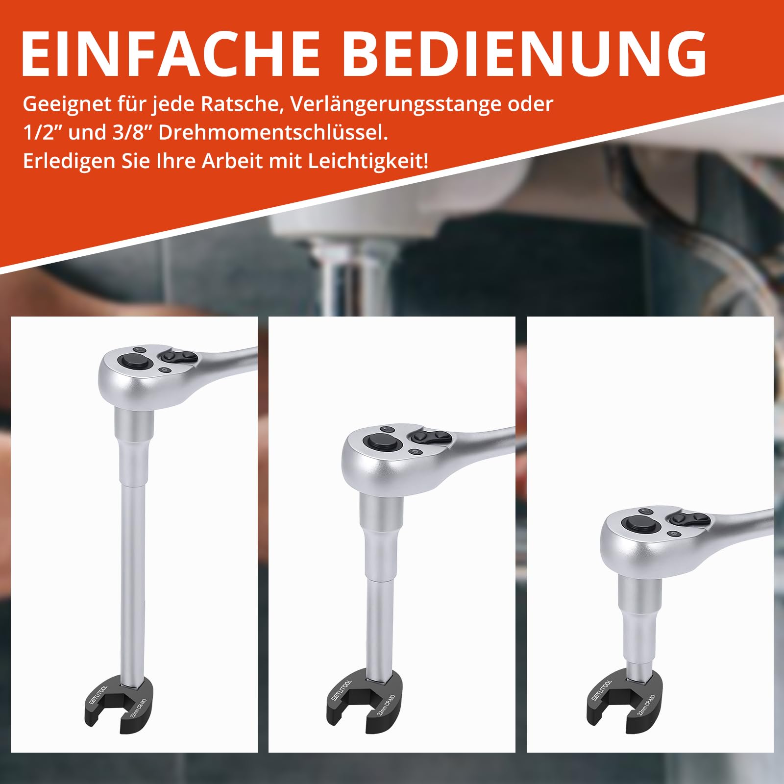 GETLITOOL 15tlg.Hahnenfußschlüssel Satz Metrisch 8-24mm, Drehmoment Gabelschlüssel Cr-Mo-Stahl 1/2"&3/8" Antrieb Maulschlüssel Schwarz, Crowfoot Flare Nut Wrench Set mit Tragbare Aufbewahrungsbox 3