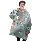 Fiosnow Glow in the Dark Football Blanket Hoodies for Women and Men Adult Oversize Wearable Blanket Hoodies for Soft and Warm