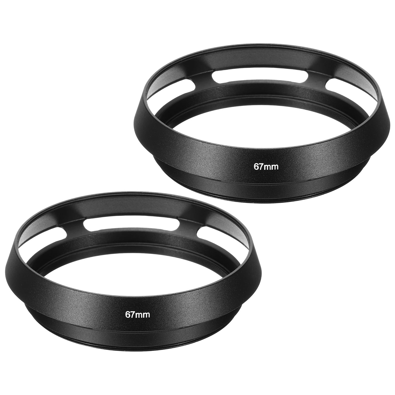 PATIKIL 67mm Lens Hood, 2Pcs Standard Vented Matte Surface Anti-reflective Inside Hollow Lens Hood for Universal Camera Lens, Black for Nikon, for Fujifilm, for Pentax, for Leica