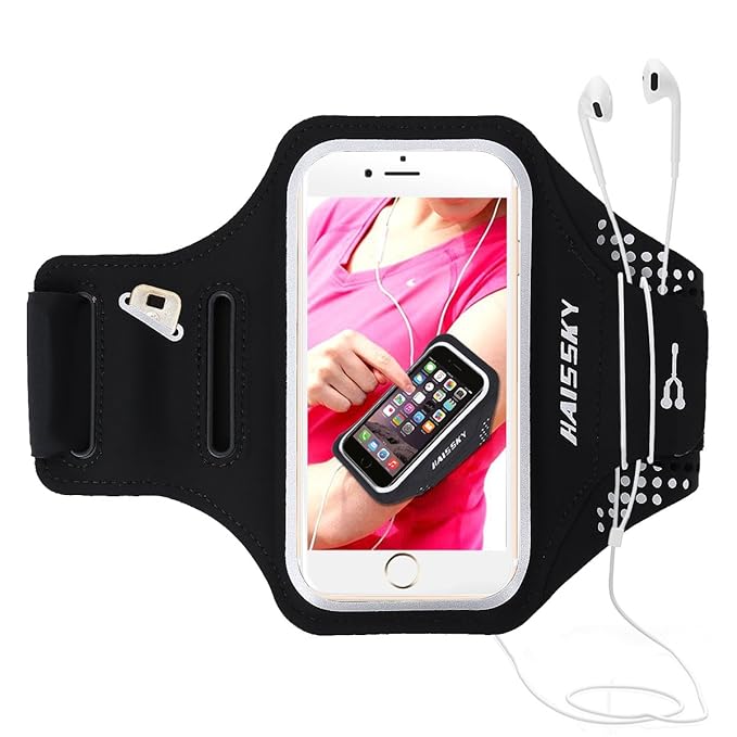 Haissky Sport Armband für iPhone XS Max/XS/XR/X/8 Plus/7 Plus,Universell Handyhülle mit Schlüsselhalter Ideal für Laufen Wand