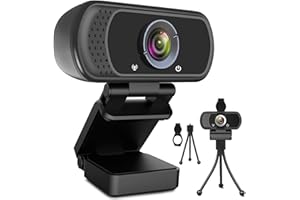 ToLuLu 1080P Webcam with Microphone, HD Webcam Web Camera with Tripod Stand, Widescreen USB Computer Camera, Streaming Mic Webcam for Online Calling/Conferencing, Zoom/Facetime/YouTube Laptop Desktop