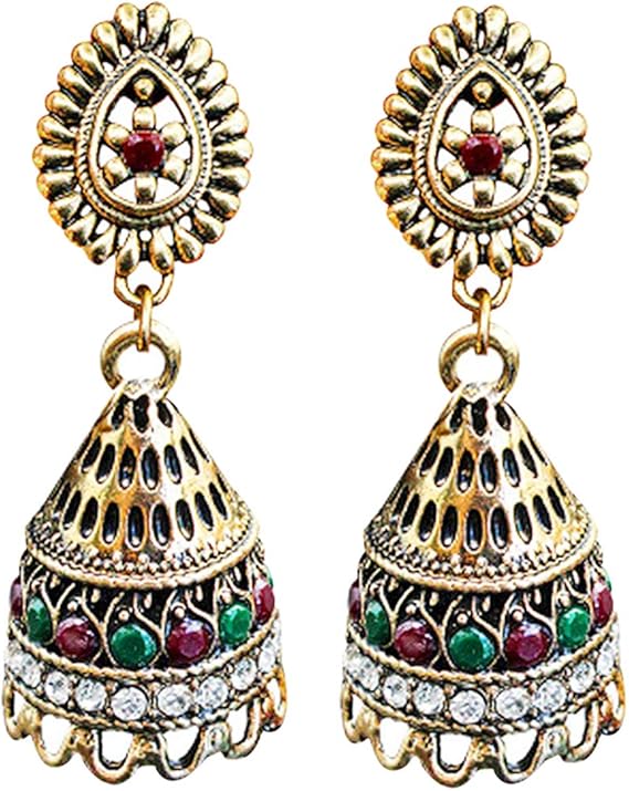 Vintage BellShaped Dangle Earring Antique Gypsy Crystal Hook Charms