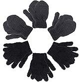 SATINIOR 6 Pairs Kids Toddler Knitted Gloves Winter Warm Stretchy Mittens Soft Lightweight Mittens for Boys and Girls