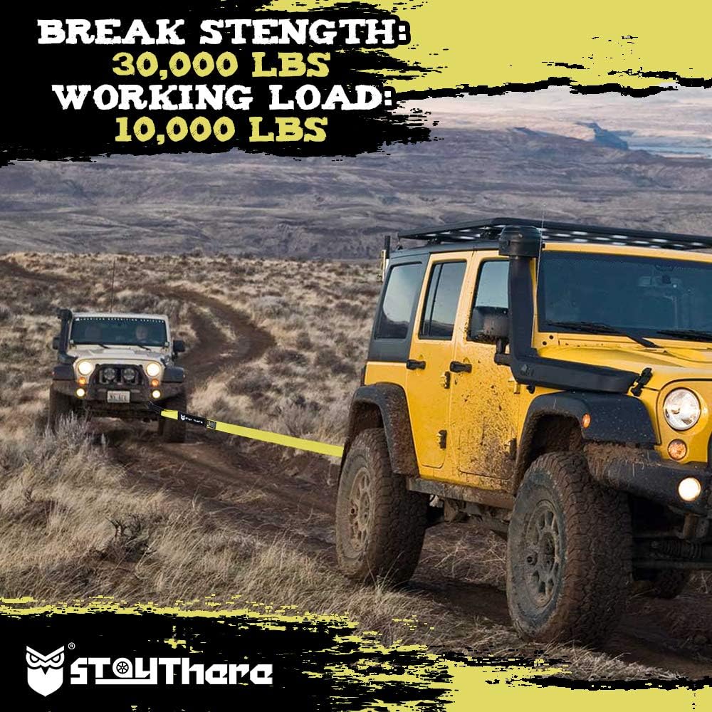 Stay There 3'' x 30ft Tow Recovery Strap, Lab Tested 30000lb Break Strength with Reinforced Loops Built for Off-Roading, mud, Snow and Other Emergency Towing: Automotive