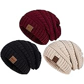Womens Beanies for Winter 3 Pack, Slouchy Beanies for Women Oversized Knit Warm, Winter Hats for Women Thick for Cold Weather