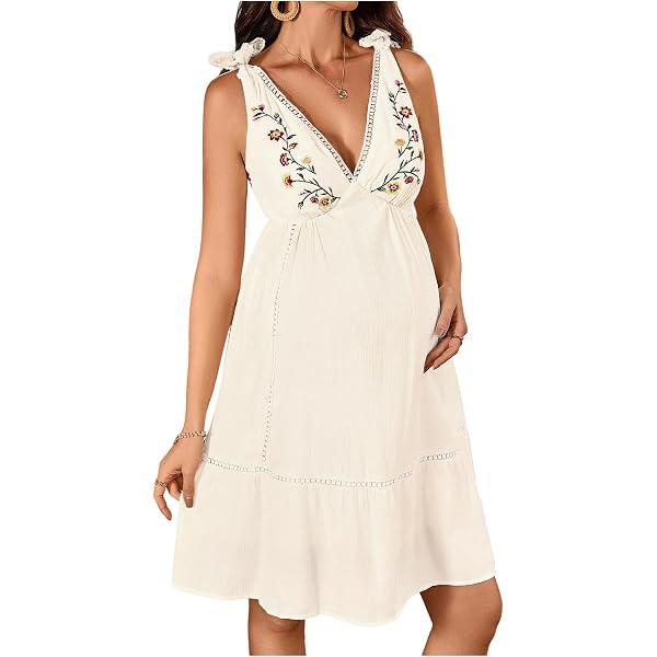 beige crochet lace button front maternity dress PinkBlush Beige Crochet Lace Button Front Maternity Dress at Amazon Women's  Clothing store