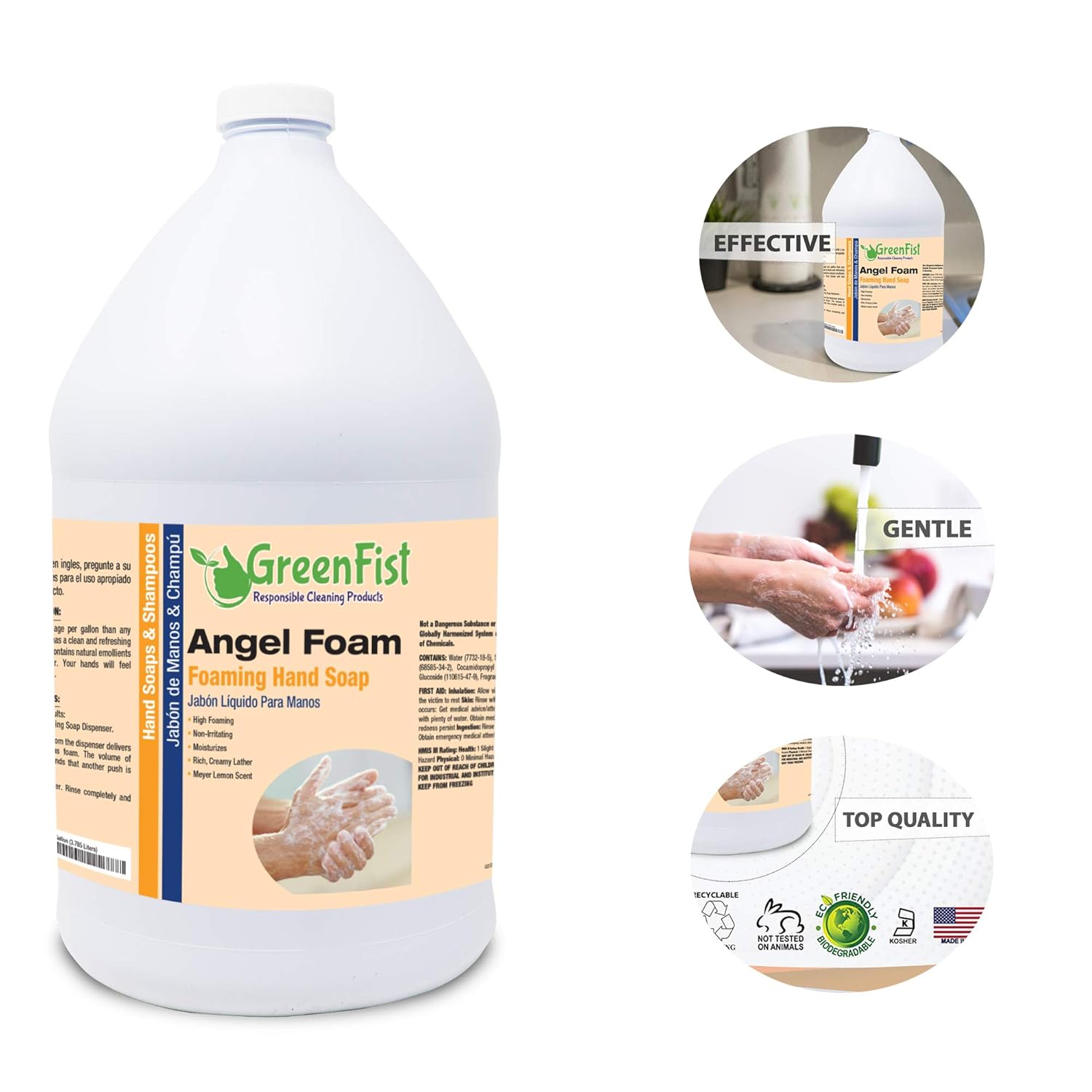 GreenFist Foaming Hand Soap Refills [ Foam Refill ] Gentle-Hand Wash Lemon Scent, 128 ounce (1 Gallon) : Beauty
