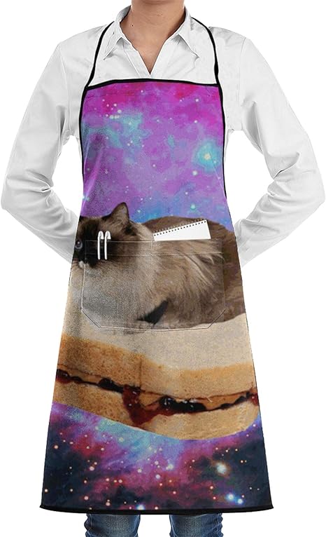 Amazon 面白いプリント猫 エプロン 作業エプロン シェフエプロン おしゃれ 人気 家庭用 エプロン 防水 防汚 メンズ レディース エプロン オンライン通販