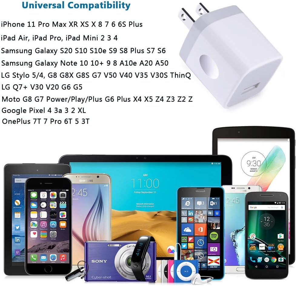 Charging Cube for iPhone, Charger Block, Power Bricks, NonoUV 4-Pack Single Port USB Plug in Wall Charger Adapter Charger Box for iPhone SE 11 Pro Max XR XS X 8 7 6 6s Plus, Samsung, Android, Kindle