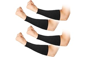 GEYOGA 2 Pairs Cut Resistant Sleeve Arm Protection Sleeves Level 5 Protection Safety Protective Sleeves for Men Women (Black, 8.6 x 3.7 Inches)