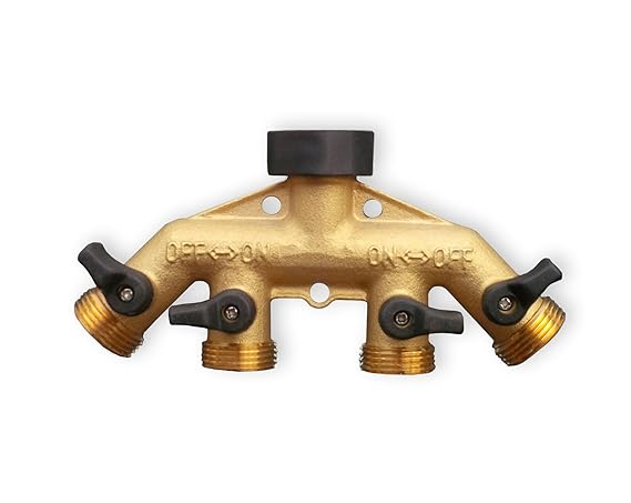 Bio Green 4er Wasseranschluss verteiler, Messig mit Kugelabsperrhahn, VH4