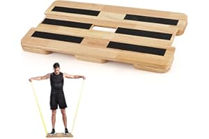 Retyion Wood Resistance Band Board, Resistance Band Foot Plate with Non-slip Design, Resistance Band Platform for Training, Workout Bands, Balance, Fitness, Stretching, Flexibility Exercise Home Gym