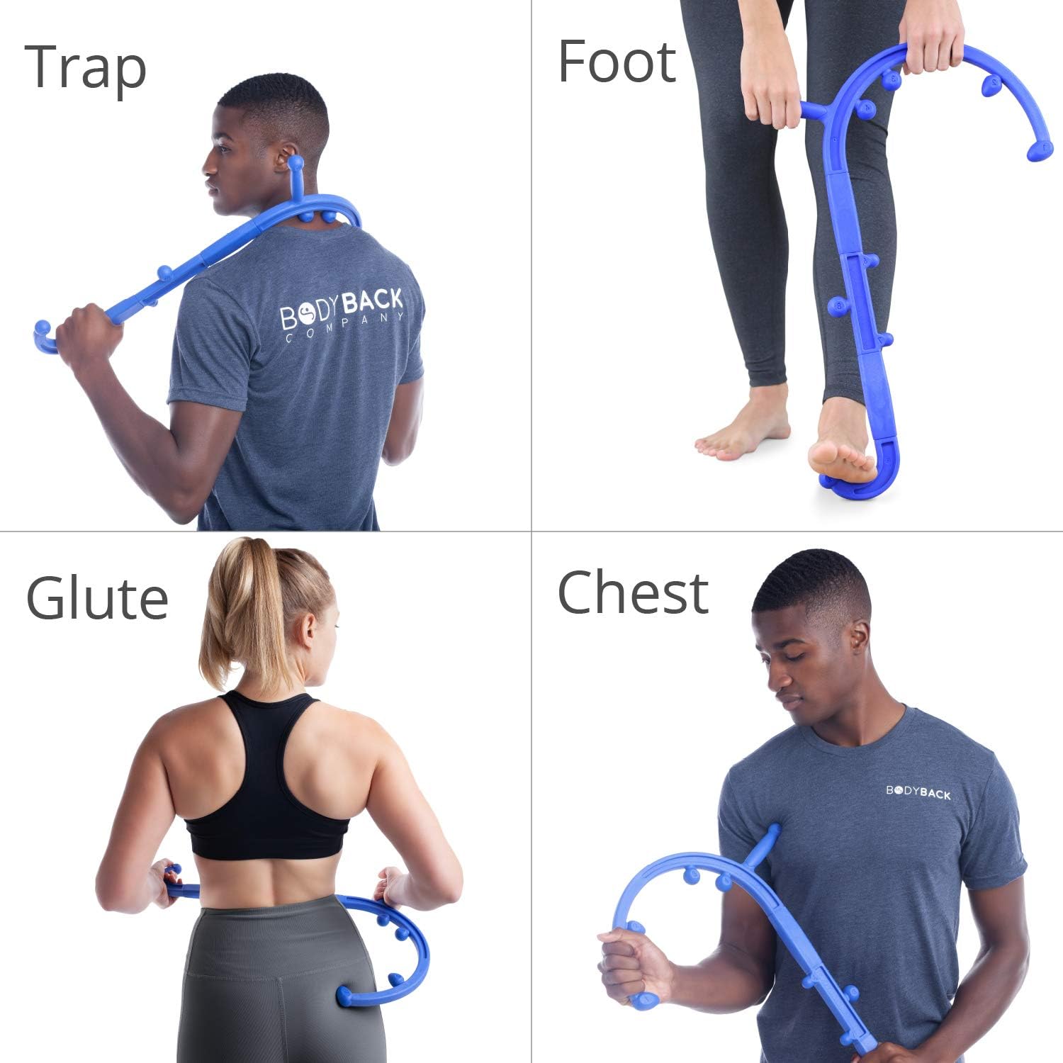 Body Back Buddy Cane Portable Self Massage Stick with Usage Poster - Back, Neck & Shoulder Trigger Point Therapy Travel Massager by Body Back Company (Blue): Health & Personal Care
