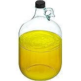 Skywin 1 Gallon Glass Jar with Lid, Clear Glass Gallon Jug for Brewing, Fermentation, Beverage Storage & Bulk Liquids, Airtight 38mm Screw Cap, Food Safe, Reusable Glass Jug with Carry Handle