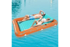 Sunrio 2024 Upgrade L/XL Tanning Pool for Adults Inflatable Tanning Pool with Pillow Lounger Float Designed with Cup Holders Tanning Lounger for Pool Beach Lakeside Backyard Sunbathing