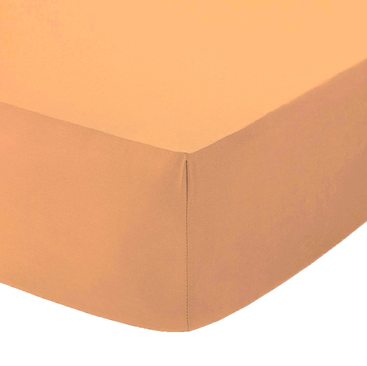 AmigoZone Non Iron Pollycotton Percal Quality Plain Fitted Sheet Or Pillow Cases (Super King, Peach)