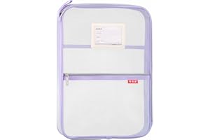 Pendancy Mesh Zipper Pouch 14.8x10.8 in Transparent Lightweight Nylon File Folders, A4 Size Multi-Layer Subject Document Organizer Accessories Storage Bag for Office and School Supplies(Purple)