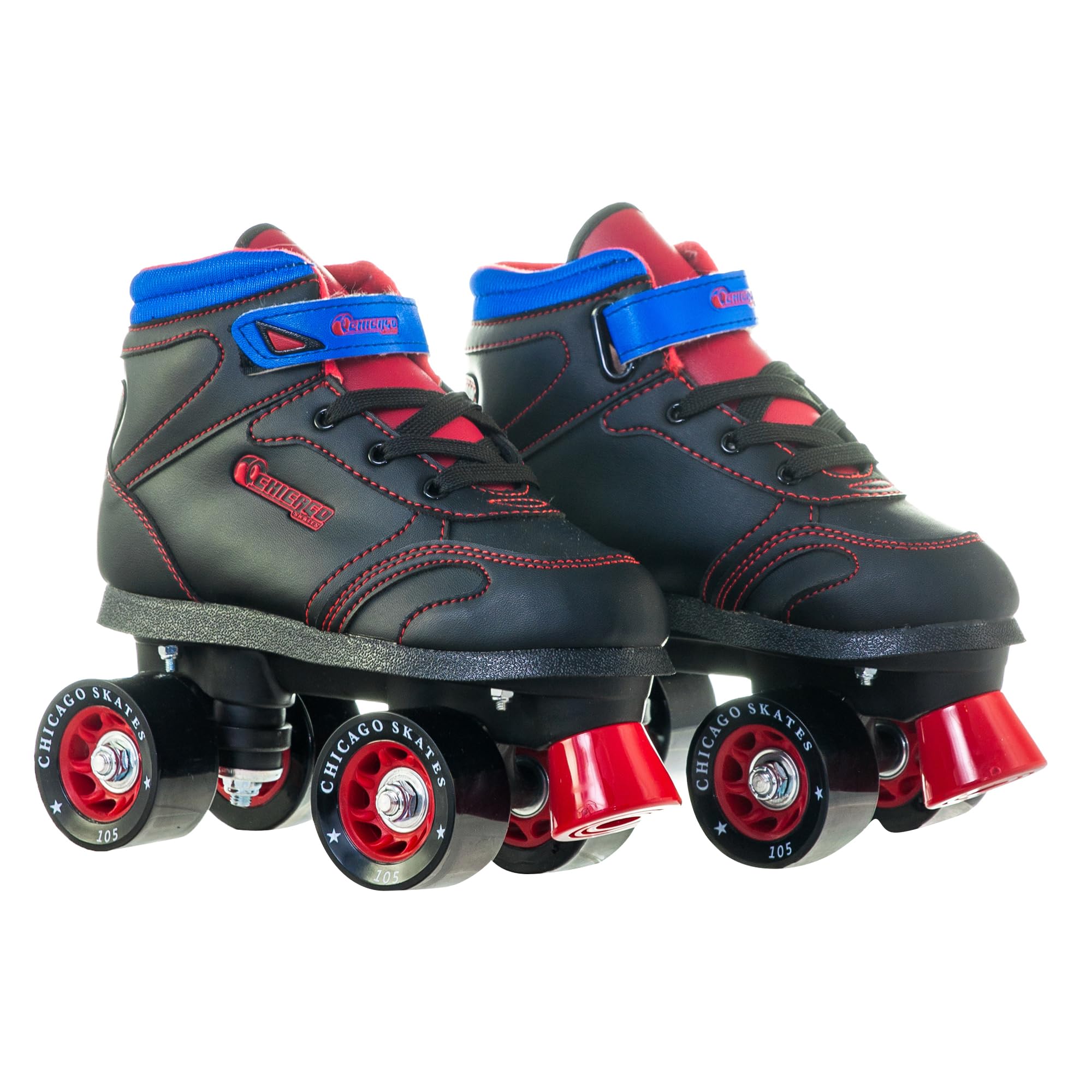 Photo 1 of Chicago Skates Sidewalk Roller Skates – Durable, Top Performance Indoor/Outdoor Use Skate Shoes for Girls & Boys, High-Top Boot Safety Youth Quad Skates, 60mm PU Wheels, Adjustable Chassis & Trucks / 1