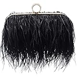 Miuco Women Feather Clutch Purse Shoulder Crossbody Bag Evening Handbags