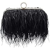 Miuco Women Feather Clutch Purse Shoulder Crossbody Bag Evening Handbags
