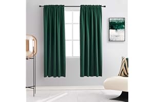 DONREN Emerald Green Blackout Thermal Insulating Window Curtain Drapes for Living Room with Rod Pocket (42 W X 72 L,2 Panels)