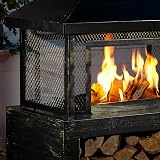 Neo Black Steel Outdoor Garden Log Burner Fire Pit Heater with Log Store view 8
