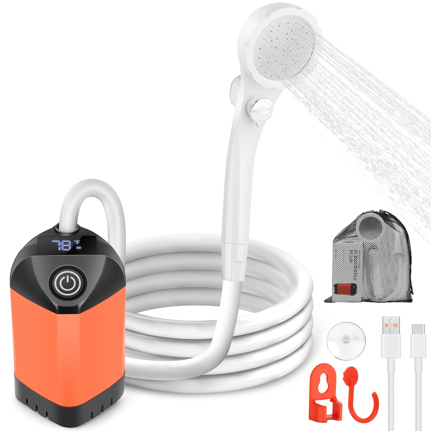 Photo 1 of B013 Portable Camping Shower - Outdoor Camp Shower Pump with Showerhead, Low Noise, 7800mAh Rechargeable Shower Camping with Temperature & Power Display for Camping,Beach,Hiking,Car Washing,Pet Bath