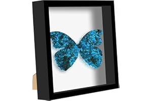 Picrit 8x8 Shadow Box Frame, Display Case Box with High Definition Real Glass and Black Back for Memorabilia, Baby Items, Wedding Memories, Crafts, Tickets and Photos, Black