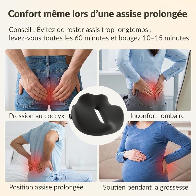 Coussin d'assise orthopédique - Coussin d'assise Ergonomique pour Chaise de Bureau — photo 4 sur 8