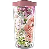 Tervis Kelly Ventura - Floral Collection Made in USA Double Walled Insulated Tumbler Travel Cup Keeps Drinks Cold & Hot, 16oz - Classic, Heather Rose