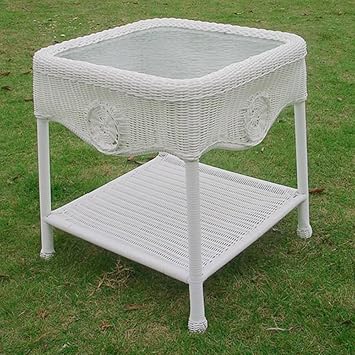 Amazon Com International Caravan Furniture Piece Wicker Glass Top Side Table Furniture Decor
