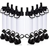 Volhoply 20oz Insulated Stainless Steel Water Bottle With Straw Lid Bulk 8 Pack,Not Suitable for Sublimation,Kids Double Wall Vacuum Cups with Handle,Reusable Outdoor Sports Metal Bottles(White,8)