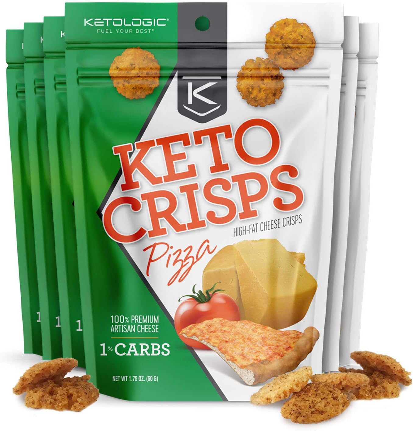KetoLogic Keto Cheese Crisps: Pizza (6 Pack) – Oven Baked, Sustainably Sourced, Keto Snacks - Low Carb, High Fat, High Protein, Gluten Free
