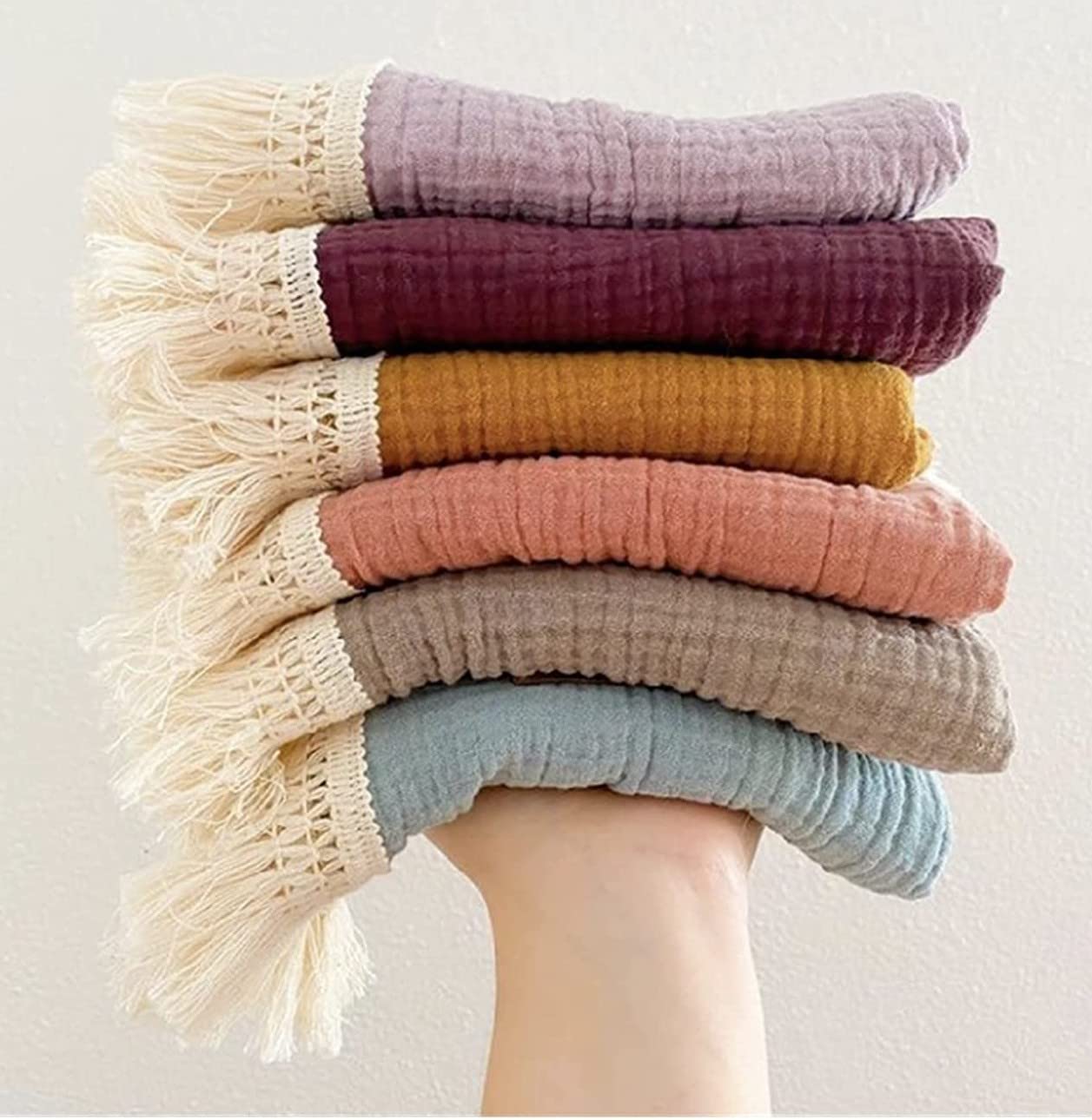 Aloonii Extra Large Baby Swaddle Blanket with Fringe | 100% Pure Cotton | Gorgeous Boho Blanket (Honey)