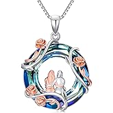 TOUPOP Sister Birthday Gifts for Sister 925 Sterling Silver 2 to 5 Sisters Necklace Rose Flower Pendant Crystal Jewelry Birthday Gifts for Women Best Friend