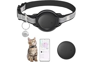 VEBISO Google Android Cat Tracker Collar (1 Pack), Mini Cat GPS Tracker, Smart Pet Activity Trackers, No Subscription, GPS Cat Collar Certified Finder, Anti-Lost, Finder Tag for Vehicles, Pets, Kids, Items