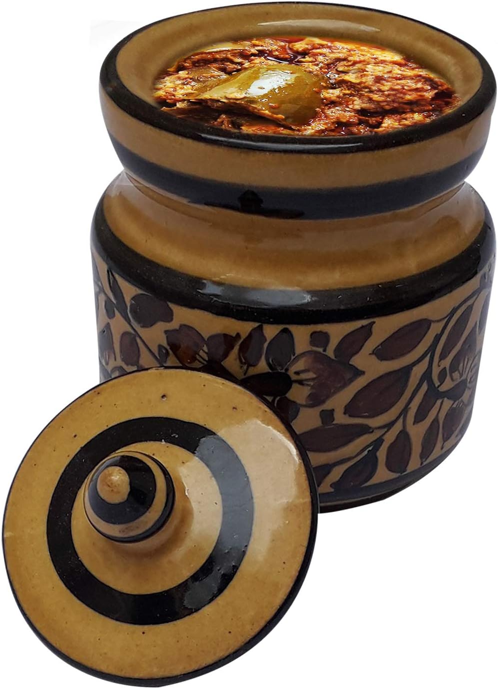 India Meets India Handicraft Ceramic Jar Barni Storage Jar 200 ML, Best Gifting, Made By Awarded Indian Artisan