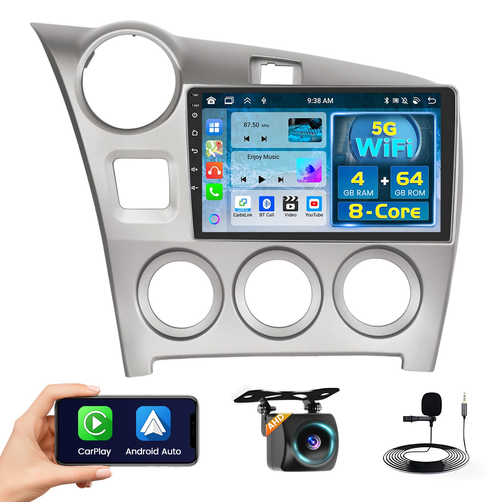 8 Core 4+64GB for Android 15 Car Stereo Toyota