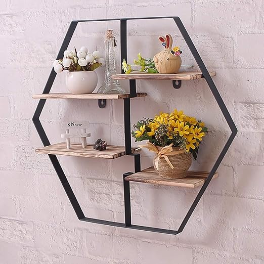 Estanteria Decorativa Estante De Pared Estante Flo Estantes Hexagonales Estante De Caja Flotante Marco De Flores De Deco Para El Hogar Bastidores De Decoracion De Estante De Hierro Para El Interior S