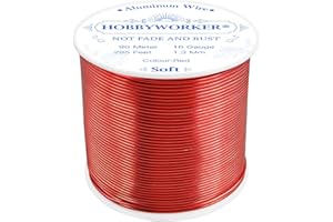 HOBBYWORKER 16 Gauge 295FT Aluminum Wire, Metal Armature Wire Engraving Line Can Be Bent, Used for Jewelry Crafts Skeleton Floral Model Making (1.3mm-90m Red)