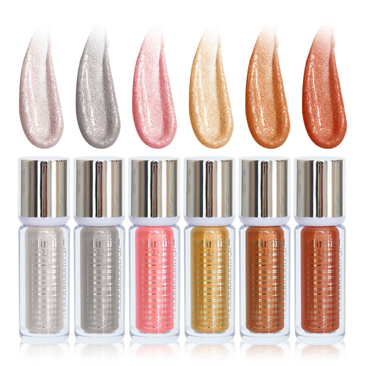 KARLOR Liquid Highlighter Stick Set, 6 Pcs Face Highlighter Body Glitter Eyeshadow Lip Gloss