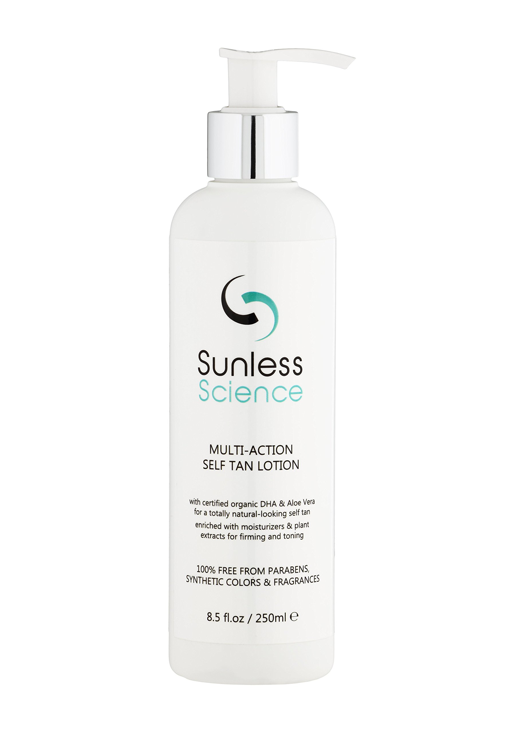 Sunless Science Multi-action Self Tan Lotion - Organic Natural Sunless Tanner Fragrance-Free Paraben-Free Non-Toxic Untinted Self Tanning Cream Sensitive Light Medium Dark Skin Types