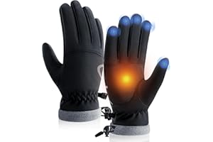 PULIOU Winter Waterproof Thermal Gloves for Men Women, Cold Weather Windproof Ski Snow Gloves with Touchscreen Fingers for Running Cycling Hiking Driving
