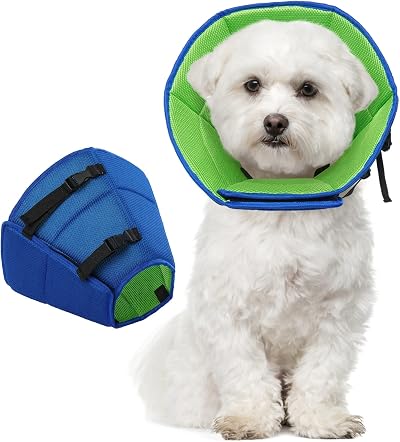 Kuoser Dog Cone Collar Soft Protective Recovery Neck Shield Blue M 28-36cm