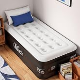 OhGeni Twin Air Mattress with Built in Pump, 18" Raised Blow Up Bed, 500lb | Inflatable Mattress, 2 Mins Inflation, 40% Thicker PVC, Carry Bag, Advanced Coil-Beam Support, Portable Bed for Home &amp; Dorms