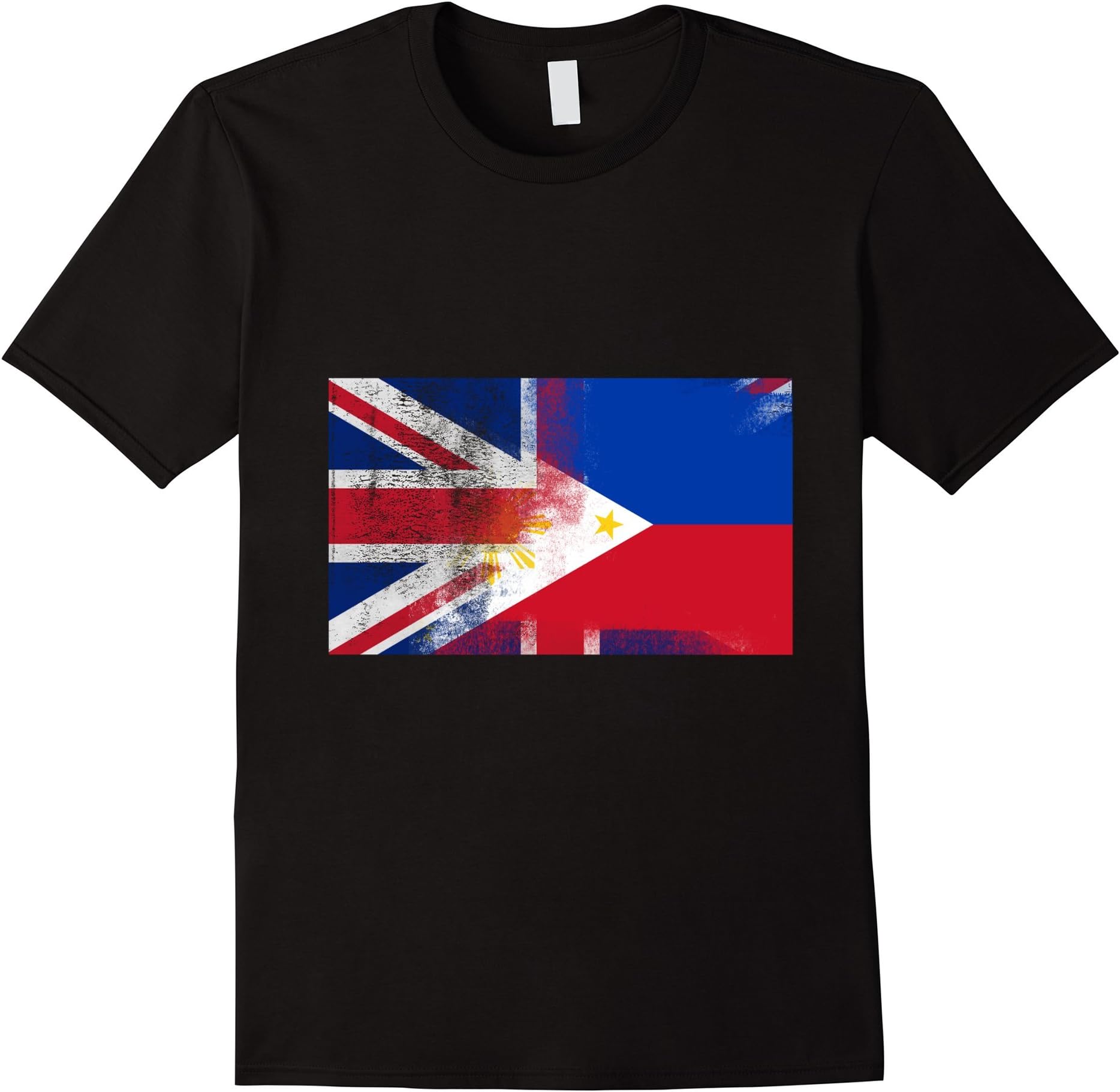 Mens British Filipino Half Philippines Half UK Flag Shirt 3XL Black